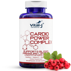 Vital-J Empowering Cardio Power Complex – Premium Blood Pressure Support Supplement with Garlic, Hawthorn, Hibiscus, Olive Leaf – 13 Natural Ingredients – 90 Capsules